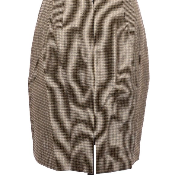 Linda Allard Ellen Tracy Casual Skirt Tan Black Pencil Sz 10 #540 - Picture 4 of 4
